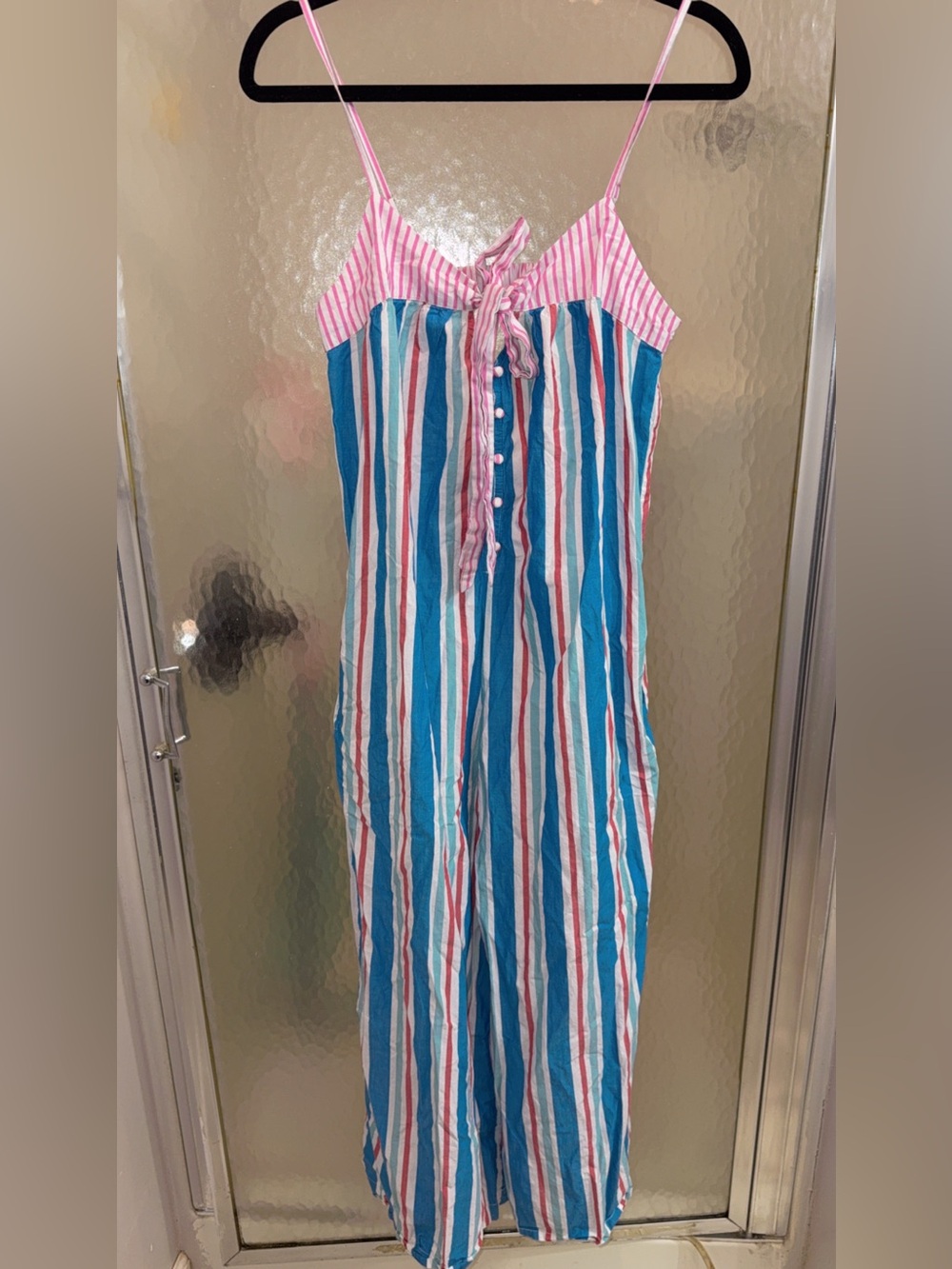 Pinstripe Bow Wide-Leg Jumpsuit Anthropologie XS - Picture 4 of 9
